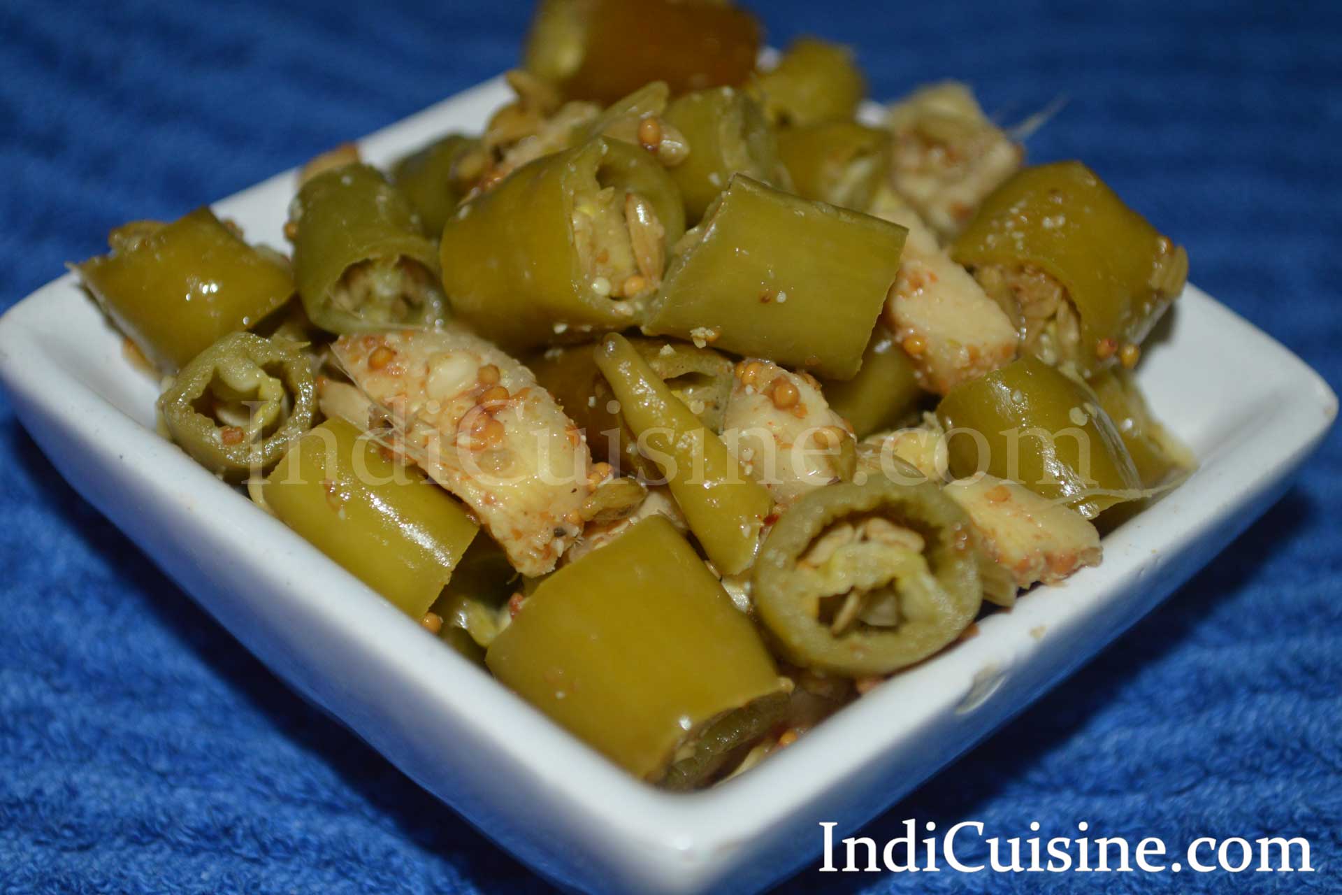 Green Chilli Ginger Pickle Recipe, How to make Green Chilli Ginger Pickle, green chili pickle image